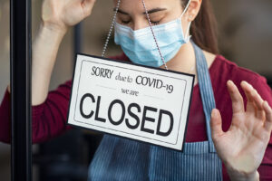 Stressed owner forced to close the restaurant due to restrictions on the coronavirus.