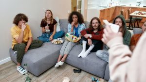 Young people smoking on a bong