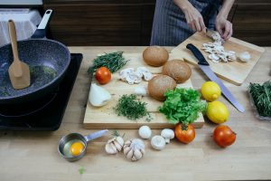 Chefs while preparing the ingredients