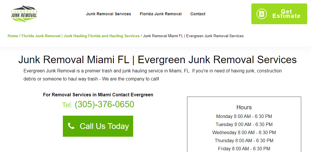Evergreen Junk Removal in Miami