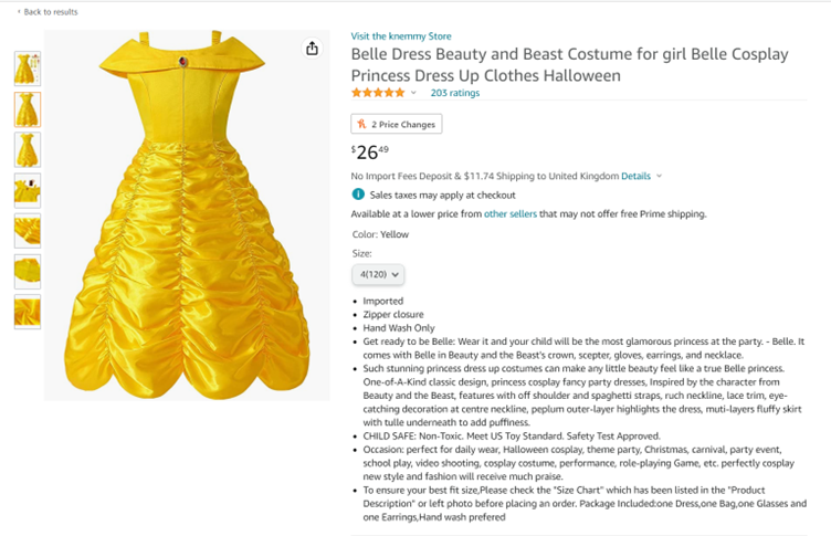 Child’s Belle Costume 